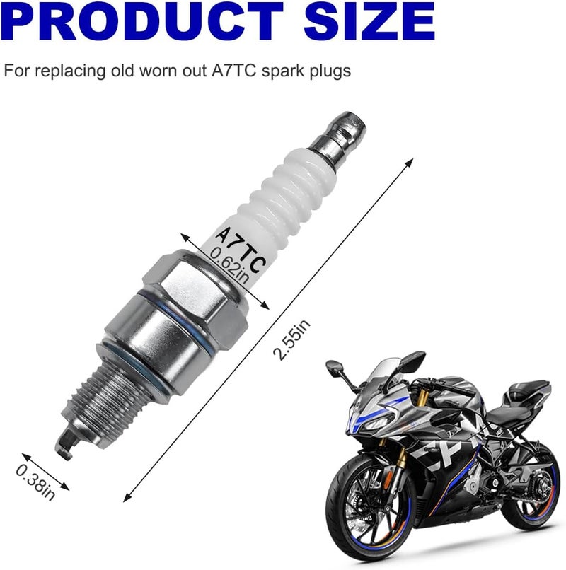 Wevdn Spark Plug, A7TC Spark Plug for GY6 50cc 70cc 90cc 110cc 125cc ATV Scooter Dirt Bike Moped Go Kart Racing Bike, Spark Plugs A7TC Compatible with C7HA C5HA PZ7HS S102F U22FS-U - Image 1